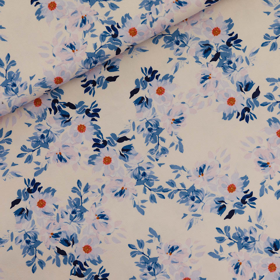 Canvas wit met roze bloemen en blauwe bladeren - Beach Rose - See you at six
